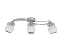 Plafonnier avec abat jour en verre sur rail pour 3 ampoules E14