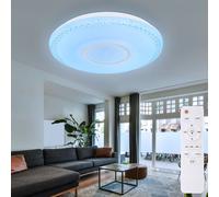 Plafonnier avec effet étoile plafonnier dimmable blanc lampe dimmable avec télécommande, fonction lumière du jour changement de couleur, 1x LED RVB 40W 2140Lm, 50 cm