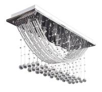 Plafonnier Avec Perles En Verre Cristal Étincelant Blanc 8 X G9 29 Cm