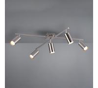 Plafonnier Avec Spots Marley, Nickel Mat, 5 Lampes nickel mat
