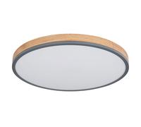 Plafonnier avec télécommande plafonnier LED, dimmable, lampe de salon, veilleuse CCT, aspect bois aluminium, 1x LED 40W 3500Lm, D 60 cm