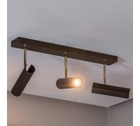 Plafonnier Axion, 3 lampes, couleur titane, allongé, acier Axion Luminex, dimmable, doré, Salon / Salle à manger, Métal, Moderne, Projecteur halogène