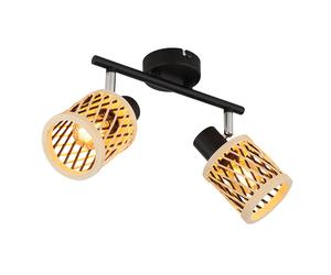 Plafonnier Bambou Lampe de plafond 2 flammes Lampe de salon Spot orientable, métal, 2x E14, LxH 25 x 19 cm
