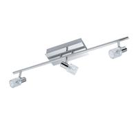 Plafonnier bandeau spot 3 lampes, lampe de salon orientable, verre imprimé, acier chromé, 3 douilles G4, L 58 cm