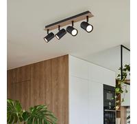 Plafonnier Barre De Spots Lampe En Bois Réglable Noir 4X GU10