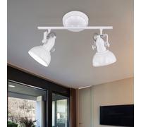 Plafonnier, 2 flammes, blanc, plafonnier, spot, plafonnier, salon, blanc, spots pivotants, métal, 2x E14, LxlxH 36x13x25 cm