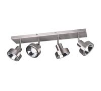 Plafonnier, barre Spot argent, lampe de salon, moderne, spots de plafond, 4 flammes, spot pivotant, métal mat, 4x douille GU10, LxPxH 60x16x19 cm