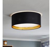 Plafonnier Bilbao TK Lighting, dimmable, noir, Chambre à coucher, Textile / Tissu / Soie, Moderne, Plafonnier
