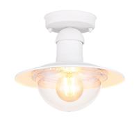 Plafonnier blanc Lampe d'extérieur Lampe de balcon Plafonnier d'extérieur, métal, 1x douille E27, DxH 23,6x21,5 cm
