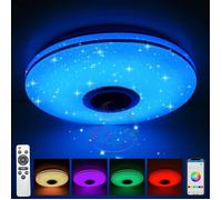Plafonnier, Bluetooth, éclairage RGB, lecture musicale, réglage du réveil, commande via application, télécommande, 30 cm, blanc