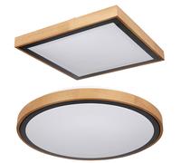 Plafonnier bois lampe de salon noir style campagnard LED plafonnier lumière du jour, CCT, blanc opale, 1x LED 24W 1000-1020Lm 3000-6000K