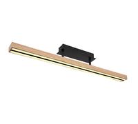 Plafonnier bois lampe de salon Plafonnier LED aspect bois blanc chaud lampe en bois fonction mémoire, métal MDF noir naturel, 1x LED 24W 850Lm 3000K, LxlxH 81,5x7,5x14 cm
