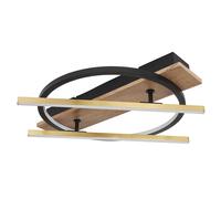 Plafonnier bois Lampe design laiton noir Plafonnier moderne orientable, aluminium métal, LED 32W 1300Lm blanc chaud, LxLxH 44x9x40 cm 3000K