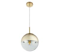 Plafonnier boule design suspension salon lampe pendule en verre doré dans un ensemble comprenant des ampoules LED