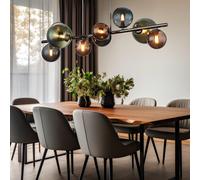 Plafonnier Boule Lampe De Salon LED 9-Flammes Bronze Pétrole Vert Verre