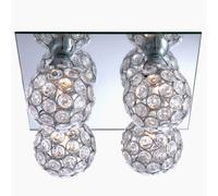 Plafonnier boules cristal plafond chromé plafonnier cristaux Moderne, métal, 4 flammes G9 douilles, LxlxH 23x23x13,2 cm