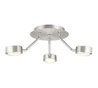 Plafonnier Bras réglables argent Salon rond, nickel mat, 3 flammes, DxH 18,2x58