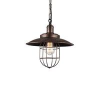 Plafonnier Cage Traditionnel Éclairage Moderne 1 lumière Finition chromée Abat-Jour en métal en Cristal Dôme de Grange Nautique en Forme de Bol Rouillé E27 Pendentif Vintage Suspendu pour Restaurant