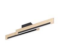 Plafonnier CAMACHO LED 2X10W en acier et bois noir et marron 940x80x115mm
