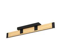 Plafonnier CAMINARRO LED 27W en acier et bois noir et marron 775x80x115mm