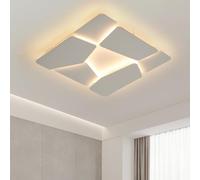 Plafonnier Carré De 50 Cm Pour Salon, Plafonnier Led à Intensité Variable,Plafonnier Blanc Mat Avec TéLéCommande,Luminaire De Plafond En MéTal Pour Chambre à Coucher,Cuisine,Couloir,Bureau, 52W