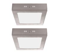 Plafonnier carré LED pour couloir, plafonnier argenté pour salon, verre satiné, 6W 400lm blanc chaud, LxPxH 12x12x4 cm, lot de 2