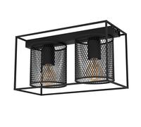 Plafonnier CATTERICK E27 2X40W en acier noir 350x165x190mm