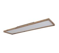 Plafonnier CCT plafonnier chambre lampe en bois de style campagnard, opale marron, LED 36W 2400lm 2700-6500K, LxlxH 120x30x8,5 cm