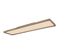 Plafonnier CCT plafonnier chambre lampe en bois de style campagnard, opale marron, LED 36W 2400lm 2700-6500K, LxlxH 120x30x8,5 cm