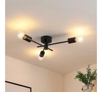 Plafonnier Cerros Lindby, dimmable, noir, Salon / Salle à manger, Métal, Moderne, Plafonnier