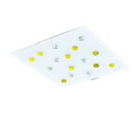 Plafonnier chambre d'amis verre pierres jaune blanc clair éclairage de couloir lampe satiné Eglo 87311O