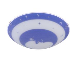 Plafonnier chambre enfants verre enfants chambre étoiles plafonnier enfants lune bleu, changement de couleur dimmable, 1x LED 3,5W 320Lm, DxH 30x9