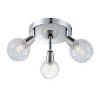 Plafonnier chrome clair salle à manger design spot rond ALU plafonnier maille sphérique salon, spots mobiles, 3x E14 LED 3W 300lm, 18 cm