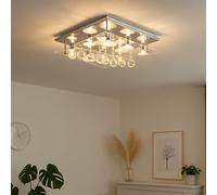 Plafonnier chrome éclairage cristal verre salon lampe carrée Esto 940030-8 AQUILA
