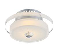 Plafonnier chromé lampe de cuisine plafonnier LED rond en verre luminaire de couloir, 9W 710lm blanc chaud, DxH 20 x 10,5 cm