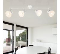 Plafonnier chrome lumière métal verre taches blanches mobile salon chambre