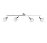 Plafonnier chrome plafonnier verre aluminium plafonnier spots mobiles chambre, avec spots orientables, 4x LED 3W 300Lm blanc chaud, L 80 cm