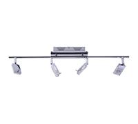 Plafonnier chrome spot strip 4 ampoules lampe de salon orientable, métal plastique, 4x LED 3W 170Lm blanc chaud, LxPxH 67x17x17 cm