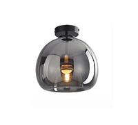 Plafonnier circulaire en verre, luminaire de plafond en verre ambré/fumé, plafonnier globe rond semi-encastré, éclairage rétro moderne du milieu du siècle pour c(Size:Type de plafond,Color:Smoke Gray)
