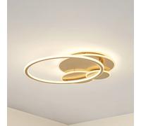 Plafonnier Circulo Lucande, dimmable, doré, Salon / Salle à manger, Métal, Moderne, Plafonnier