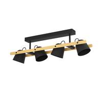 Plafonnier connecté HORNWOOD-Z LED 4X3,7W en acier et bois noir et marron 780x140x160mm