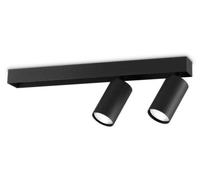 Plafonnier contemporain Profil métallique Noir 2 Luminaires Gu10 28W 3000K Ip20