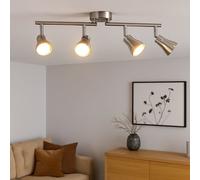 Spot de plafond spot bar spot lampe spot lampe LED plafonnier, 4 spots mobiles, argent nickel mat, 4x LED 3W 280lm 3000K, LxlxH 62,5x8x16cm