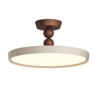 Plafonnier Crème de Style Français Des Années 50, Abat-Jour Rond En Acrylique Et Structure En Métal Couleur Noyer, Montage Encastré Rétro, Lampe, Luminaire Adapté À Une Chambre, Un Bureau, Une Maison,