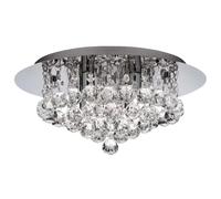 Plafonnier cristal de salon plafonnier moderne argent, chrome rond, 4 flammes 4x G9, DxH 35x17,5 cm