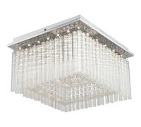 Plafonnier cristal plafonnier lampe design lampe de salon chambre à coucher, tiges de verre métal décor cristal clair chromé, 1x LED 21 watt 1860 lumen blanc neutre, HxLxP 21,5x36x36 cm