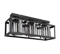 Plafonnier cristal plafonnier noir E27 3 flammes lampe de salon moderne, métal verre fumé, 3x E27 LxH 51x17 cm