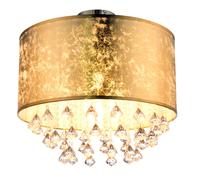 Plafonnier Cristal Salon Salle À Manger Éclairage Tissu Luminaire Feuille D'or Design Globo 15187D3