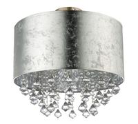 Plafonnier cristal suspendu lampe cristal salle à manger plafonnier cristaux, feuille d'argent, métal, 1x E27, DxH 30x31 cm