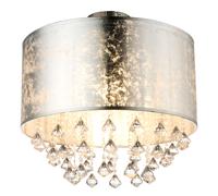Plafonnier cristal suspension cristal lampe salle à manger plafonnier cristaux, feuille d'argent, métal, 1x E27, DxH 30x31 cm